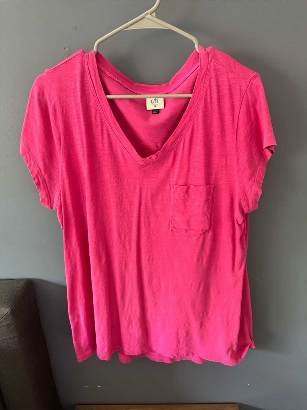 CAbi Hot Pink V-Neck Pocket by Tee 5747